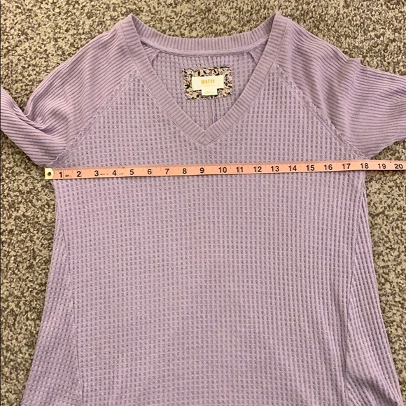 Anthro Maeve Pearson Purple Waffle Knit Tee Sweater - Picture 15 of 16